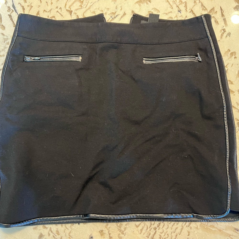 Black Skirt with Leather looking trim